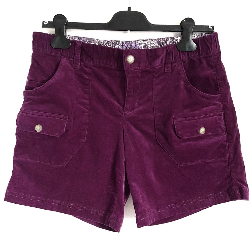 Athleta Corduroy Cargo Shorts in Deep Plum